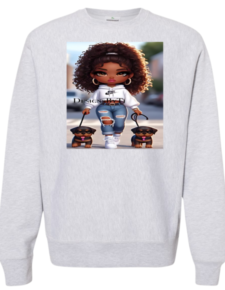 Sweatshirt Cute Girl Walking Dogs