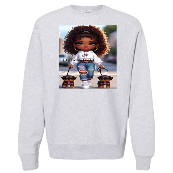 Sweatshirt Cute Girl Walking Dogs
