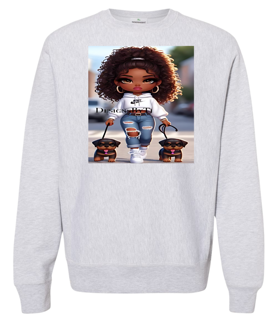 Sweatshirt Cute Girl Walking Dogs