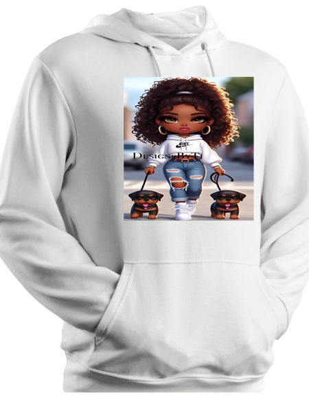 Hoodie Cute Girl Walking Dogs