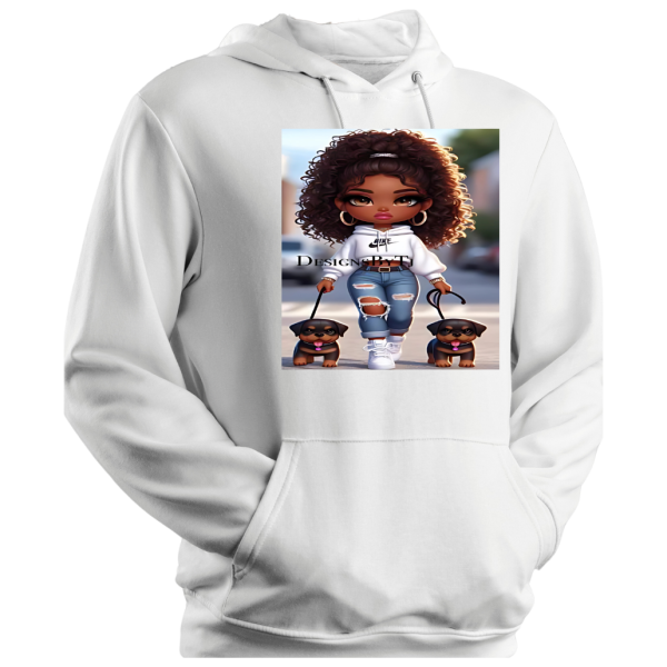 Hoodie Cute Girl Walking Dogs